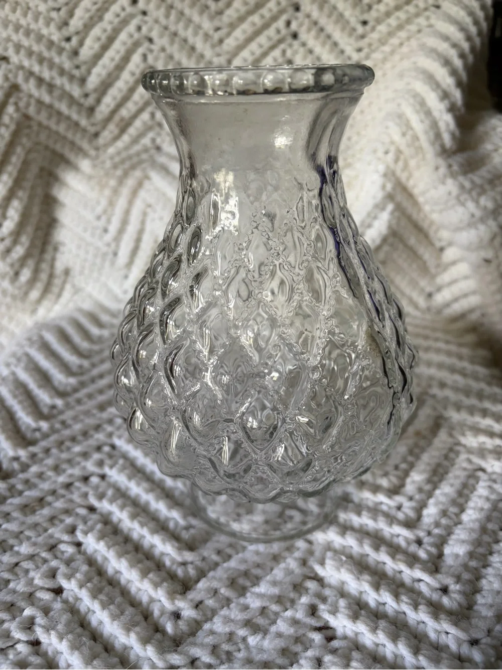 Clear Textured Glass Oil Lamp Chimney- Decorative Home Accent
